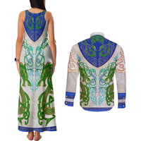 Dragon Celtic Knot Couples Matching Tank Maxi Dress and Long Sleeve Button Shirt - Wonder Print Shop