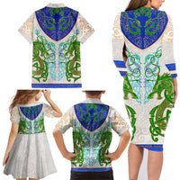 Dragon Celtic Knot Family Matching Long Sleeve Bodycon Dress and Hawaiian Shirt - Wonder Print Shop