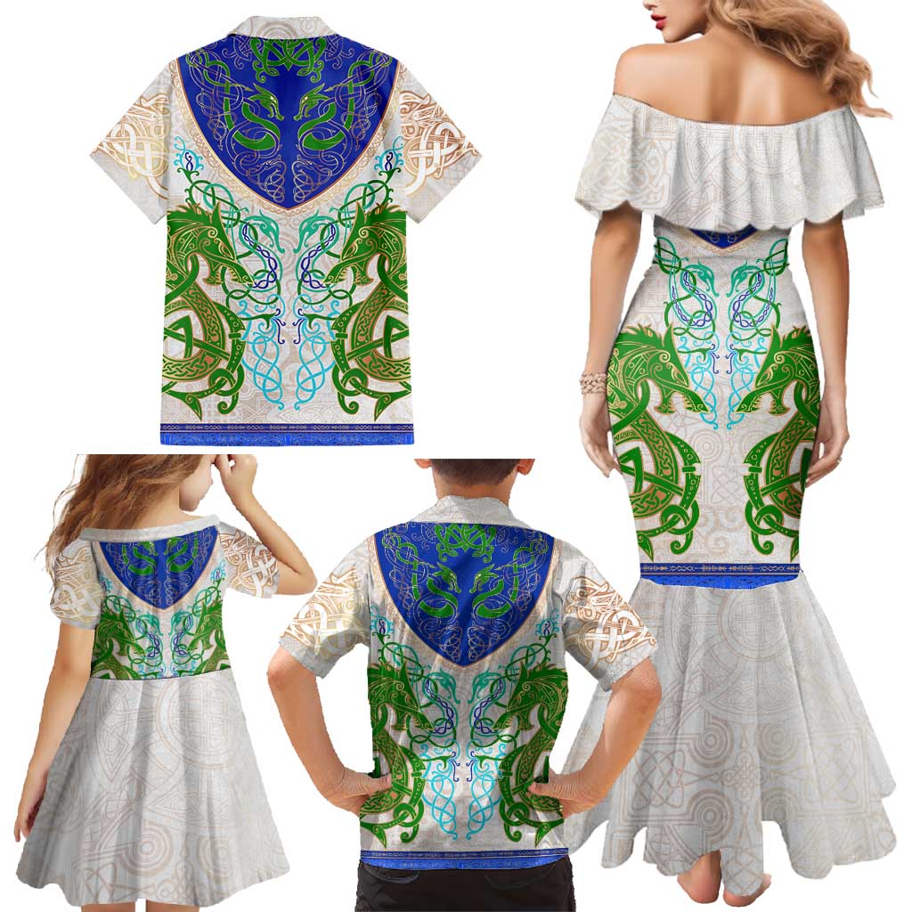 Dragon Celtic Knot Family Matching Mermaid Dress and Hawaiian Shirt - Wonder Print Shop