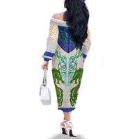 Dragon Celtic Knot Family Matching Off The Shoulder Long Sleeve Dress and Hawaiian Shirt - Wonder Print Shop
