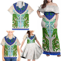 Dragon Celtic Knot Family Matching Off Shoulder Maxi Dress and Hawaiian Shirt - Wonder Print Shop