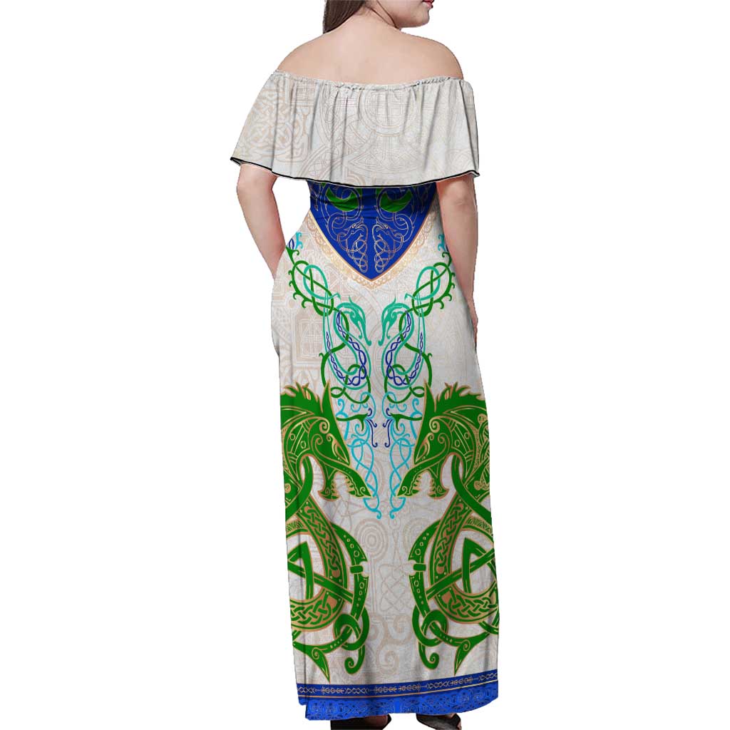 Dragon Celtic Knot Family Matching Off Shoulder Maxi Dress and Hawaiian Shirt - Wonder Print Shop