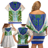 Dragon Celtic Knot Family Matching Off Shoulder Short Dress and Hawaiian Shirt - Wonder Print Shop