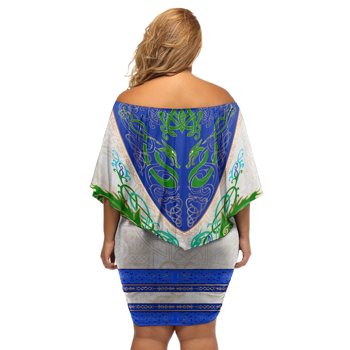 Dragon Celtic Knot Family Matching Off Shoulder Short Dress and Hawaiian Shirt - Wonder Print Shop