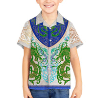 Dragon Celtic Knot Family Matching Off Shoulder Short Dress and Hawaiian Shirt - Wonder Print Shop