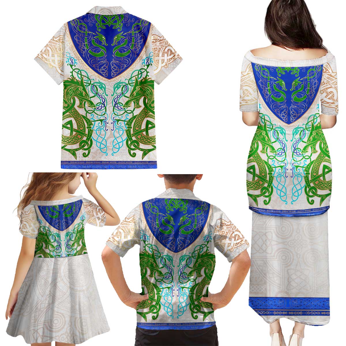 Dragon Celtic Knot Family Matching Puletasi and Hawaiian Shirt - Wonder Print Shop