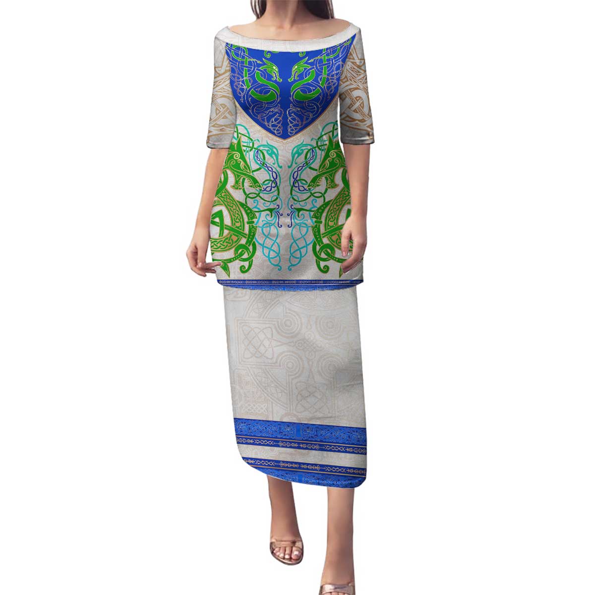 Dragon Celtic Knot Family Matching Puletasi and Hawaiian Shirt - Wonder Print Shop