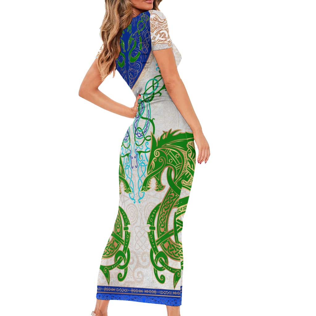 Dragon Celtic Knot Family Matching Short Sleeve Bodycon Dress and Hawaiian Shirt - Wonder Print Shop