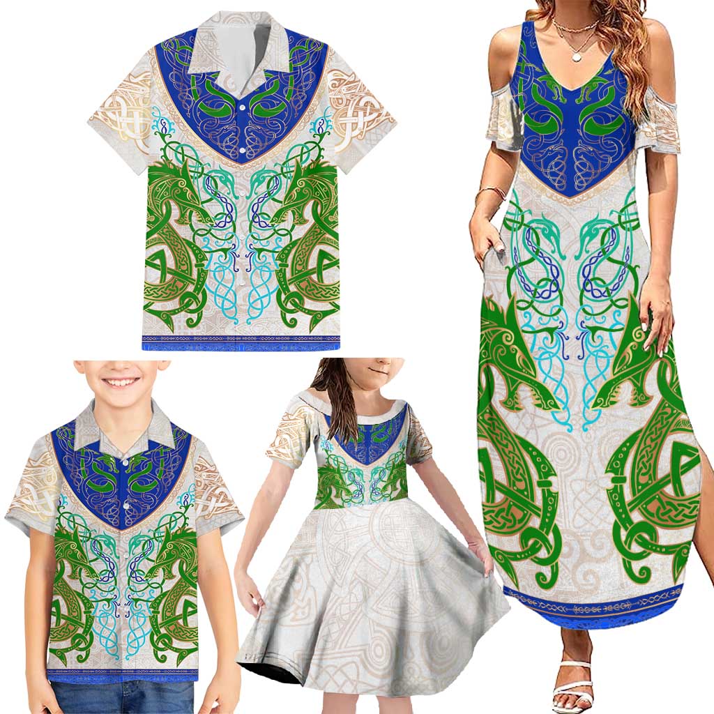 Dragon Celtic Knot Family Matching Summer Maxi Dress and Hawaiian Shirt - Wonder Print Shop