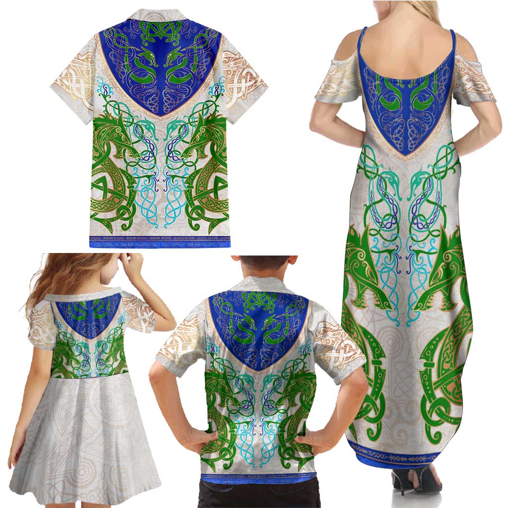 Dragon Celtic Knot Family Matching Summer Maxi Dress and Hawaiian Shirt - Wonder Print Shop