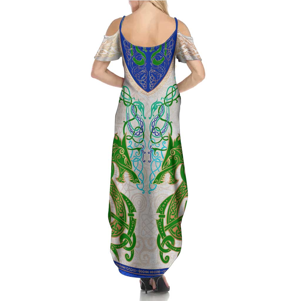 Dragon Celtic Knot Family Matching Summer Maxi Dress and Hawaiian Shirt - Wonder Print Shop