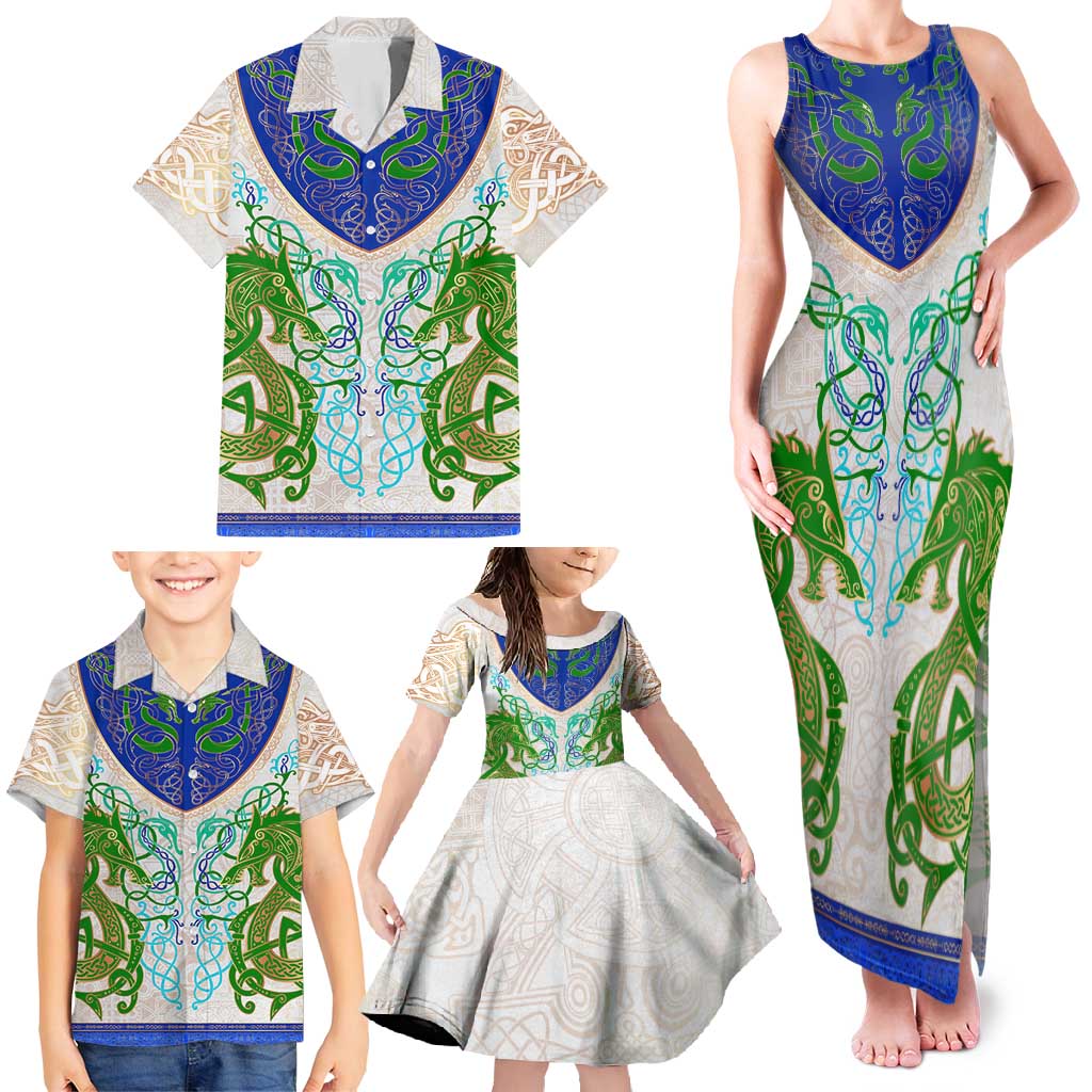 Dragon Celtic Knot Family Matching Tank Maxi Dress and Hawaiian Shirt - Wonder Print Shop