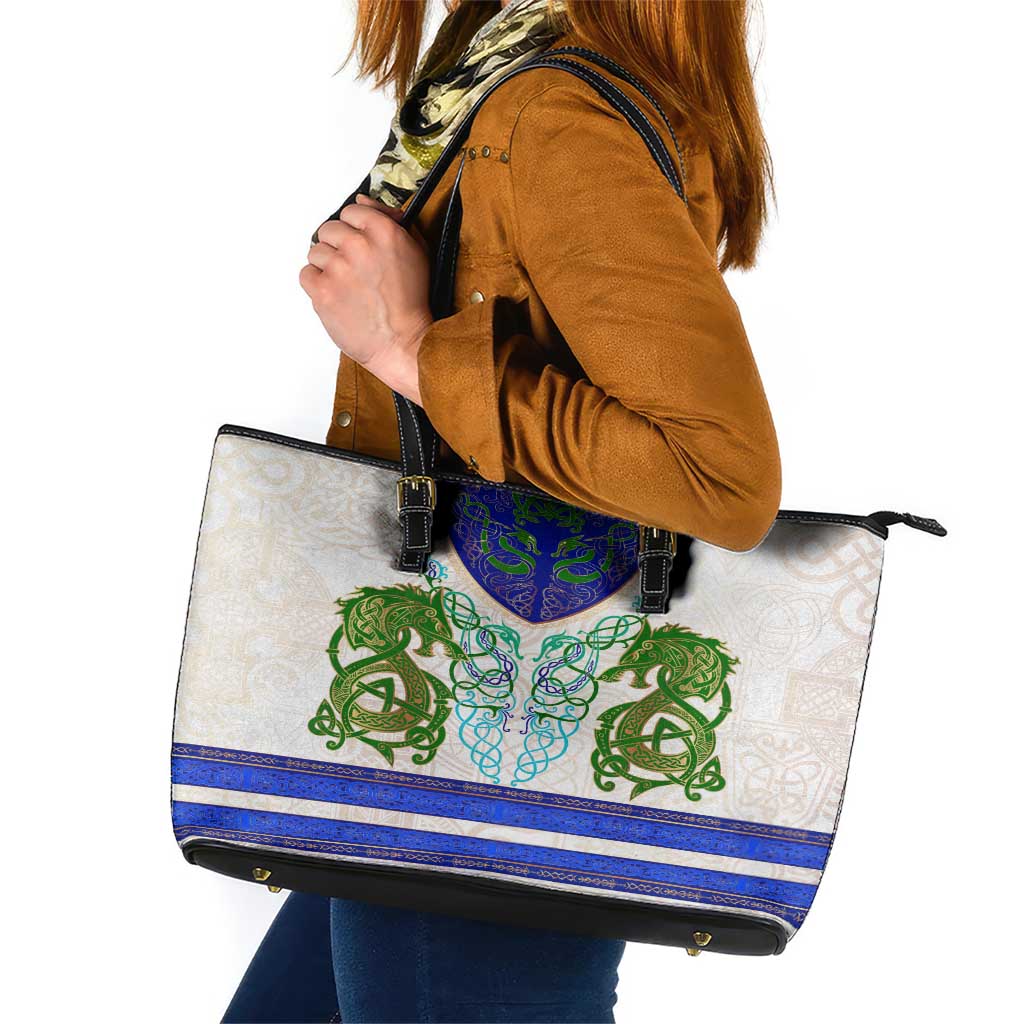 Dragon Celtic Knot Leather Tote Bag - Wonder Print Shop