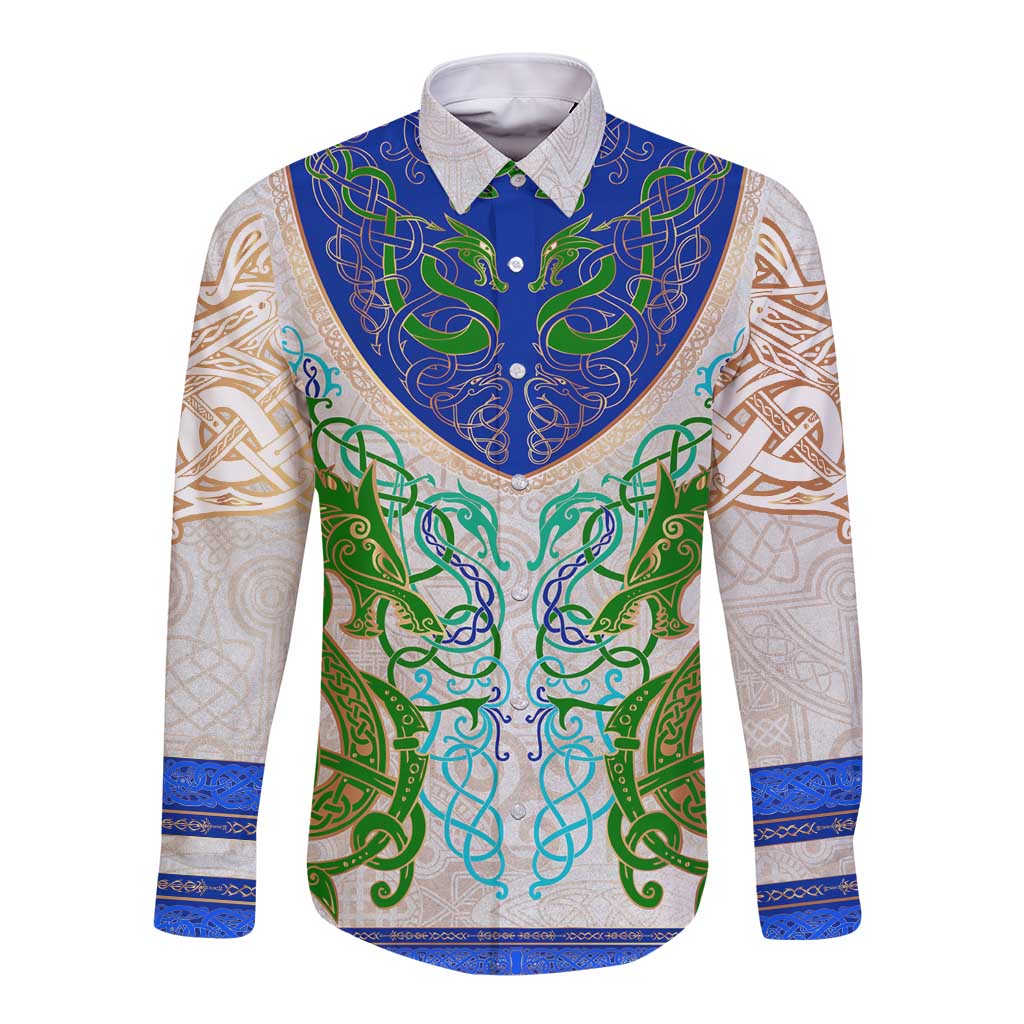 Dragon Celtic Knot Long Sleeve Button Shirt - Wonder Print Shop