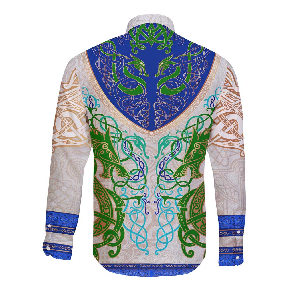 Dragon Celtic Knot Long Sleeve Button Shirt - Wonder Print Shop