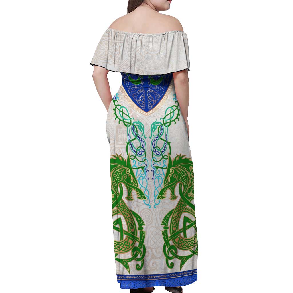 Dragon Celtic Knot Off Shoulder Maxi Dress - Wonder Print Shop