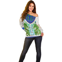Dragon Celtic Knot Off Shoulder Sweater - Wonder Print Shop