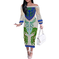 Dragon Celtic Knot Off The Shoulder Long Sleeve Dress - Wonder Print Shop