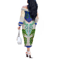 Dragon Celtic Knot Off The Shoulder Long Sleeve Dress - Wonder Print Shop