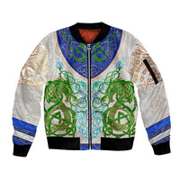 Dragon Celtic Knot Sleeve Zip Bomber Jacket - Wonder Print Shop