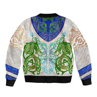 Dragon Celtic Knot Sleeve Zip Bomber Jacket - Wonder Print Shop
