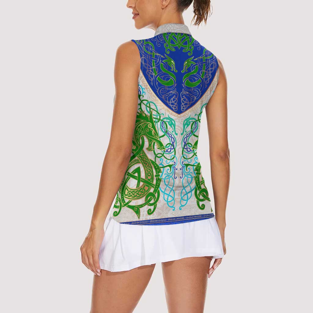 Dragon Celtic Knot Women Sleeveless Polo Shirt - Wonder Print Shop
