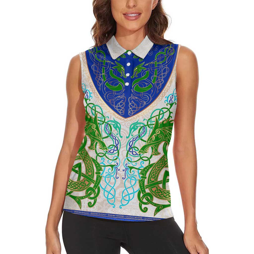 Dragon Celtic Knot Women Sleeveless Polo Shirt - Wonder Print Shop