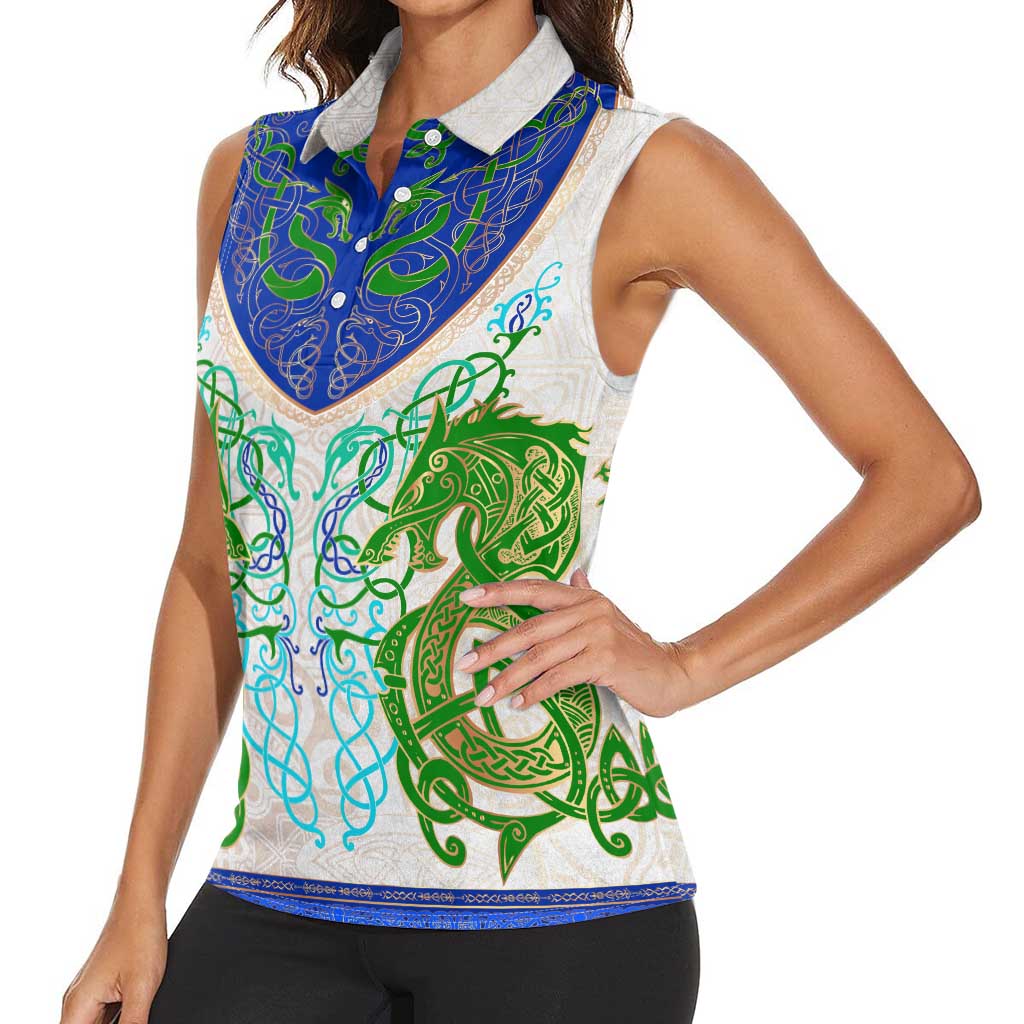 Dragon Celtic Knot Women Sleeveless Polo Shirt - Wonder Print Shop
