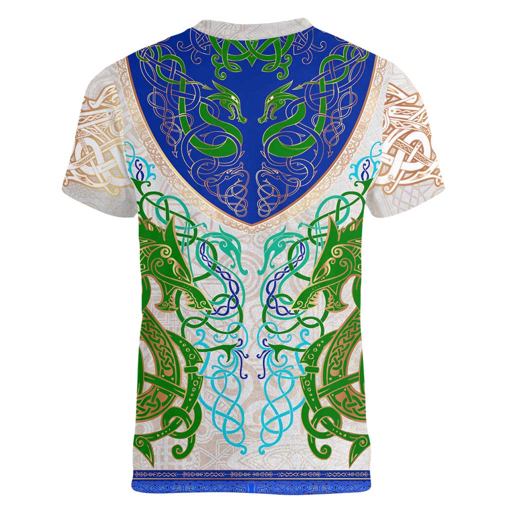 Dragon Celtic Knot Women V-Neck T-Shirt - Wonder Print Shop