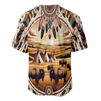 Native American Life Baseball Jersey Teepee Village With Buffalo Bison - Wonder Print Shop