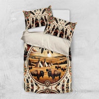 Native American Life Bedding Set Teepee Village With Buffalo Bison - Wonder Print Shop
