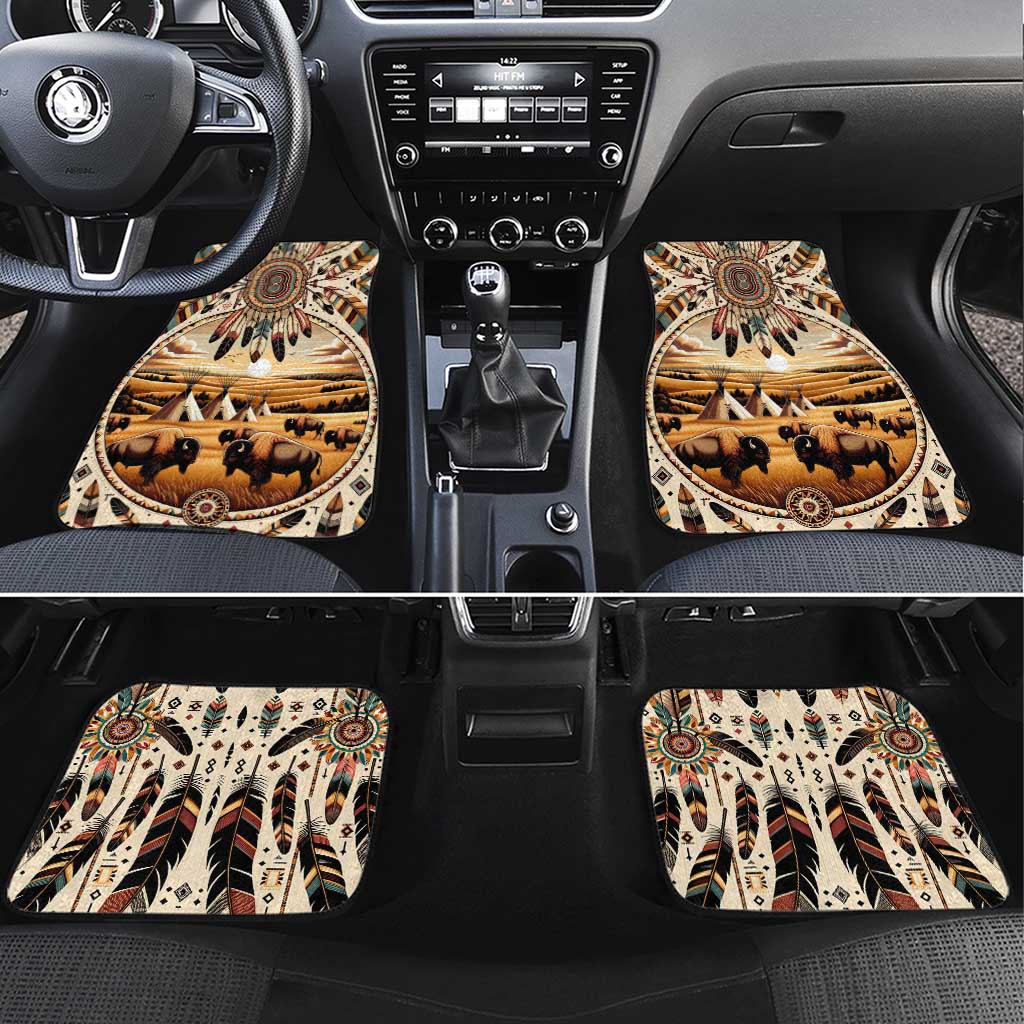 Native American Life Car Mats Teepee Village With Buffalo Bison - Wonder Print Shop
