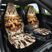 Native American Life Car Seat Cover Teepee Village With Buffalo Bison - Wonder Print Shop