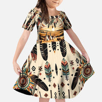 Native American Life Family Matching Long Sleeve Bodycon Dress and Hawaiian Shirt Teepee Village With Buffalo Bison - Wonder Print Shop