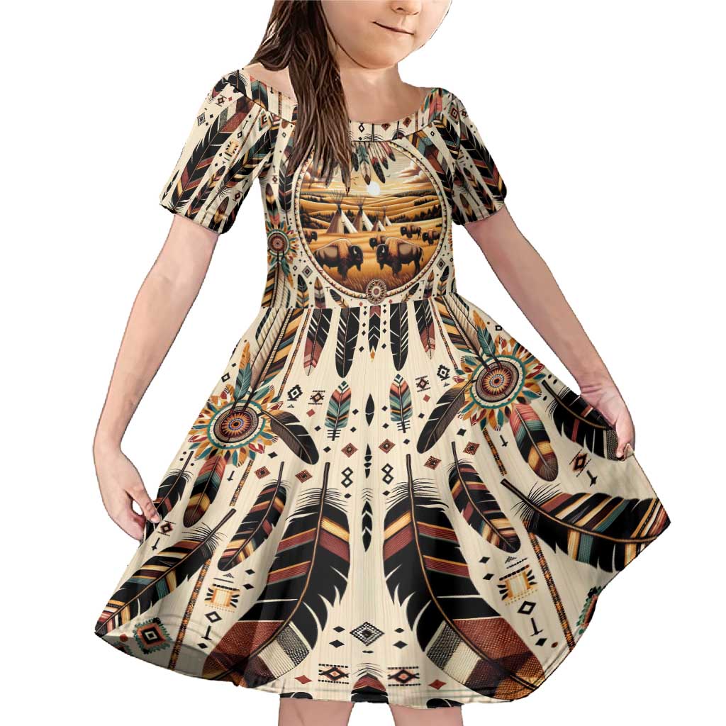 Native American Life Family Matching Mermaid Dress and Hawaiian Shirt Teepee Village With Buffalo Bison - Wonder Print Shop