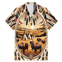 Native American Life Family Matching Mermaid Dress and Hawaiian Shirt Teepee Village With Buffalo Bison - Wonder Print Shop