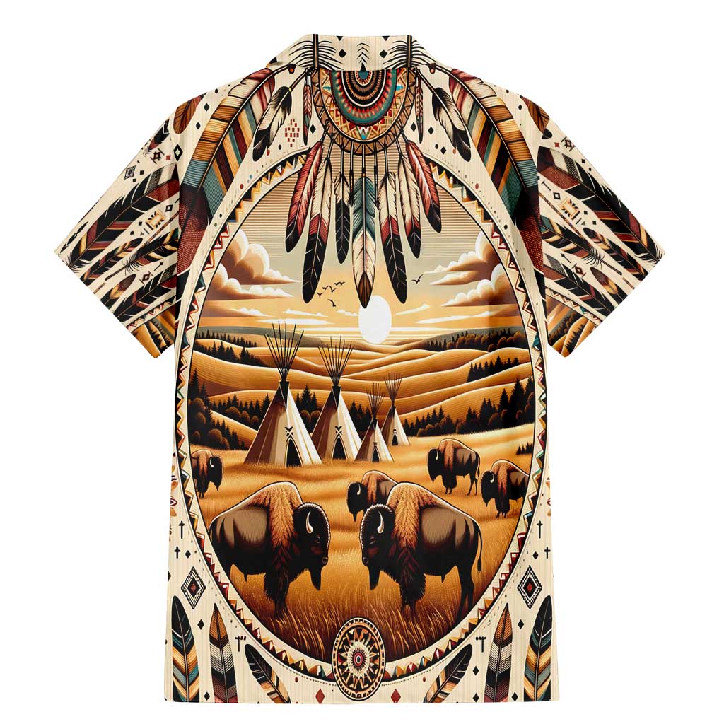 Native American Life Family Matching Mermaid Dress and Hawaiian Shirt Teepee Village With Buffalo Bison - Wonder Print Shop