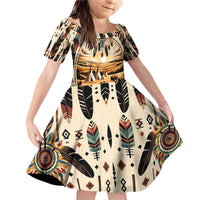 Native American Life Family Matching Off Shoulder Short Dress and Hawaiian Shirt Teepee Village With Buffalo Bison - Wonder Print Shop