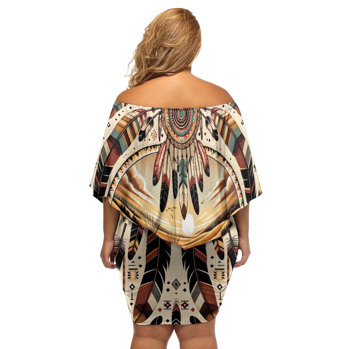 Native American Life Family Matching Off Shoulder Short Dress and Hawaiian Shirt Teepee Village With Buffalo Bison - Wonder Print Shop