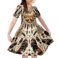 Native American Life Family Matching Short Sleeve Bodycon Dress and Hawaiian Shirt Teepee Village With Buffalo Bison - Wonder Print Shop