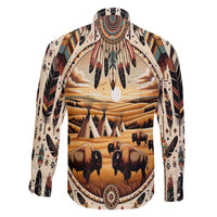 Native American Life Family Matching Short Sleeve Bodycon Dress and Hawaiian Shirt Teepee Village With Buffalo Bison - Wonder Print Shop