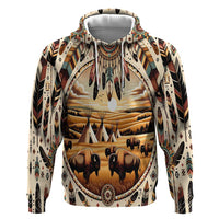Native American Life Hoodie Teepee Village With Buffalo Bison - Wonder Print Shop
