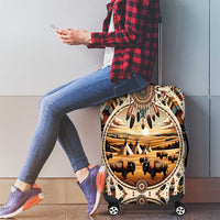 Native American Life Luggage Cover Teepee Village With Buffalo Bison - Wonder Print Shop