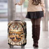 Native American Life Luggage Cover Teepee Village With Buffalo Bison - Wonder Print Shop