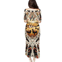 Native American Life Puletasi Teepee Village With Buffalo Bison - Wonder Print Shop