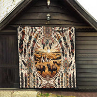 Native American Life Quilt Teepee Village With Buffalo Bison - Wonder Print Shop