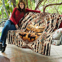 Native American Life Quilt Teepee Village With Buffalo Bison - Wonder Print Shop