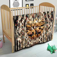 Native American Life Quilt Teepee Village With Buffalo Bison - Wonder Print Shop