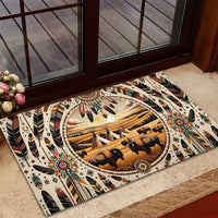 Native American Life Rubber Doormat Teepee Village With Buffalo Bison - Wonder Print Shop