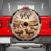 Native American Life Spare Tire Cover Teepee Village With Buffalo Bison - Wonder Print Shop